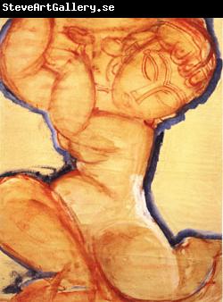 Amedeo Modigliani Rose Caryatid with Blue Border